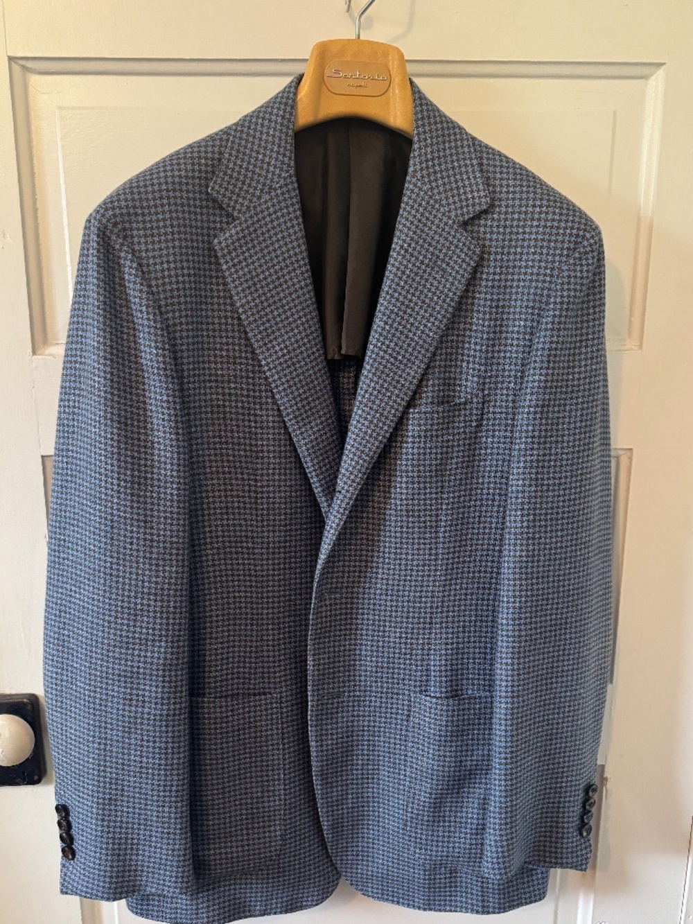 Sartorio Napoli 50R EU / 40R US Sport Coat Blue Brown Houndstooth Italy